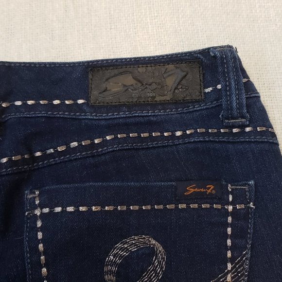 Bootcut Dark Wash Embroidered Jeweled Low Rise Womens Seven7 Jeans Size 27 - Picture 11 of 12